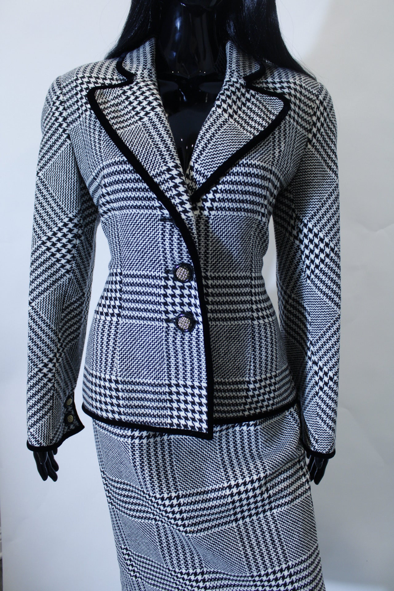 Houndstooth Blazer Skirt Set