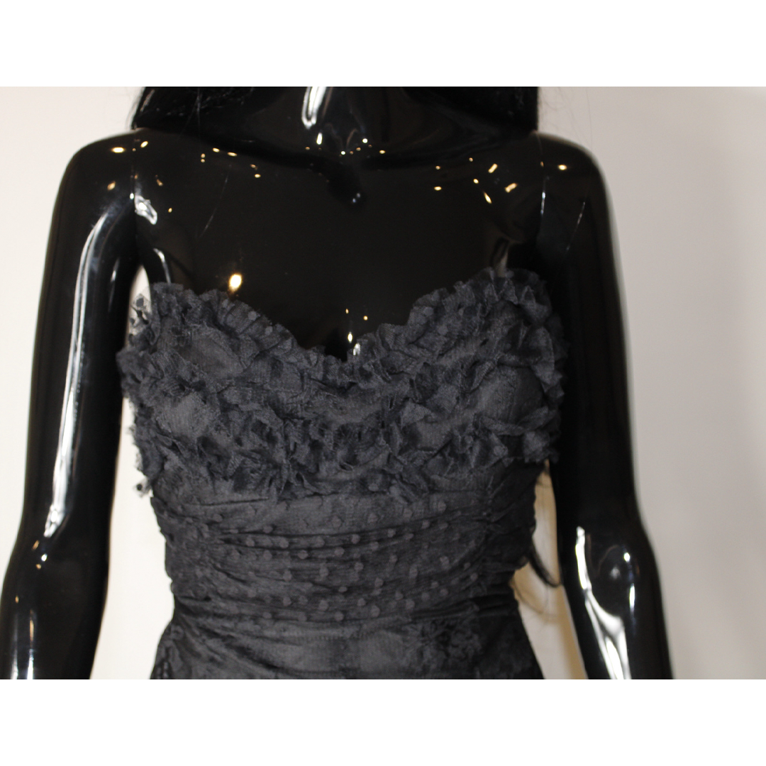 Black Lace Ruched Dress Designer Black Lace Dress