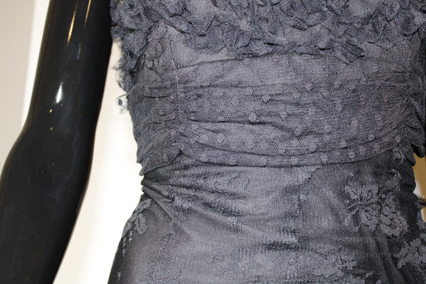 Black Lace Ruched Dress Designer Black Lace Dress