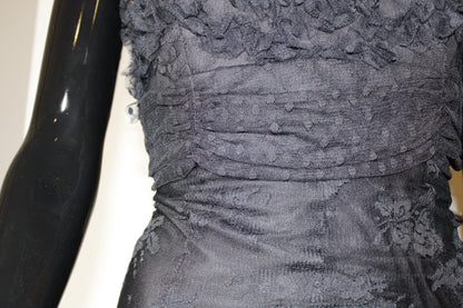 Black Lace Ruched Dress Designer Black Lace Dress