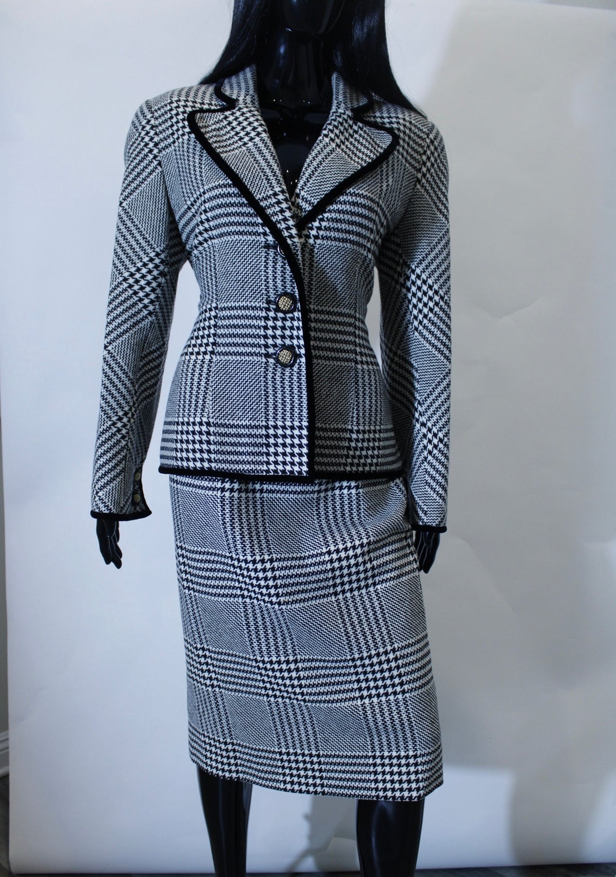 Houndstooth Blazer Skirt Set