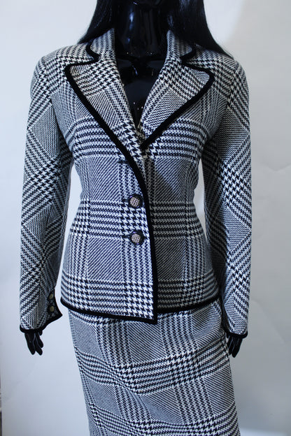 Houndstooth Blazer Skirt Set