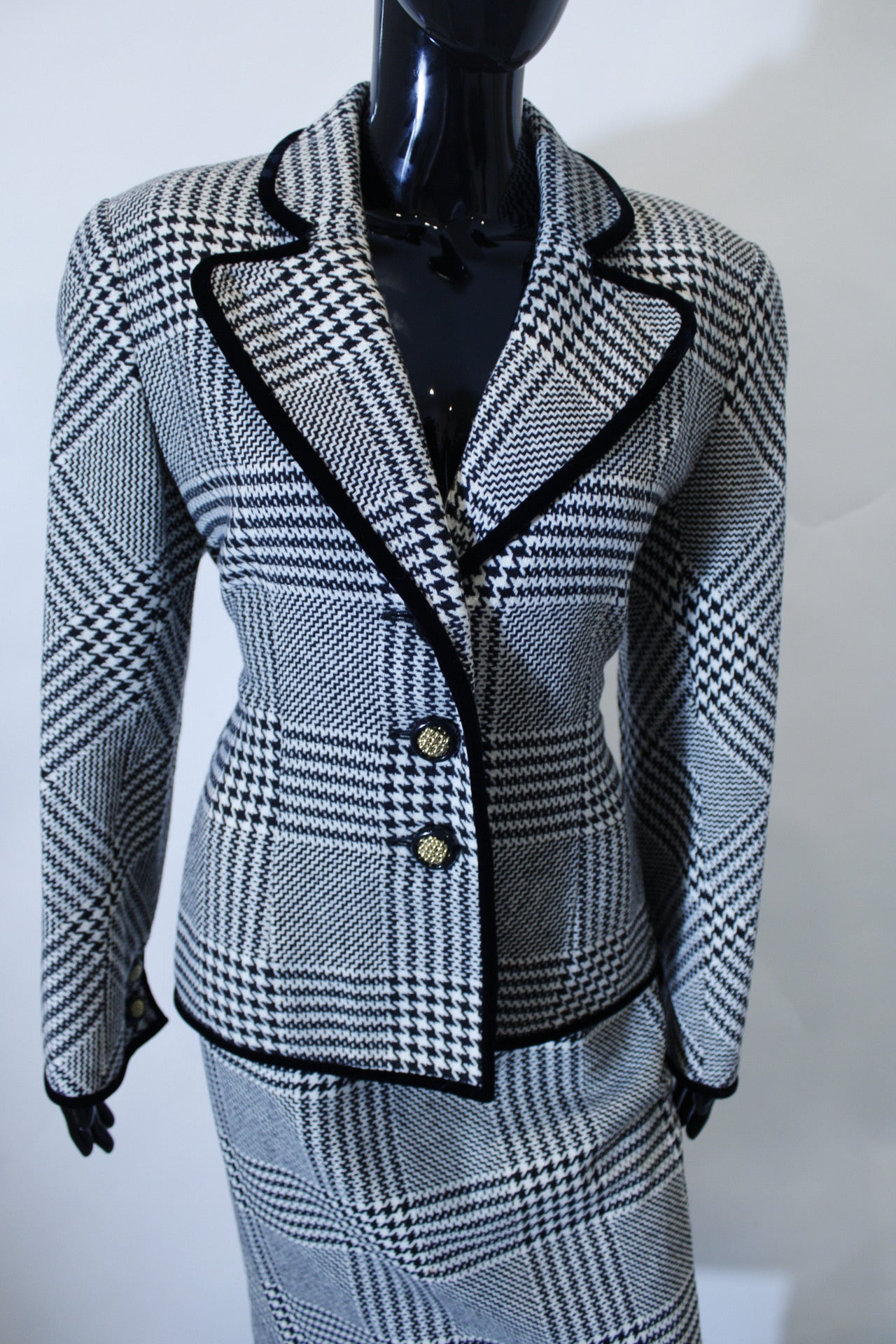 Houndstooth Blazer Skirt Set