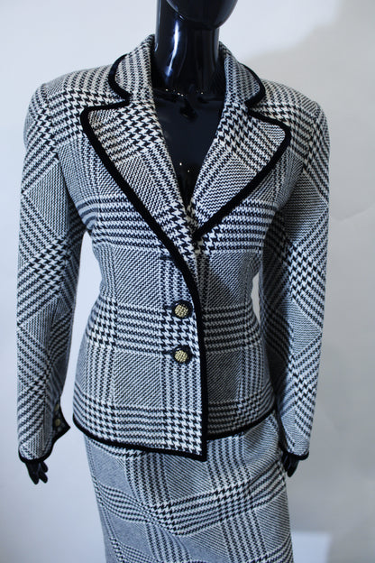 Houndstooth Blazer Skirt Set