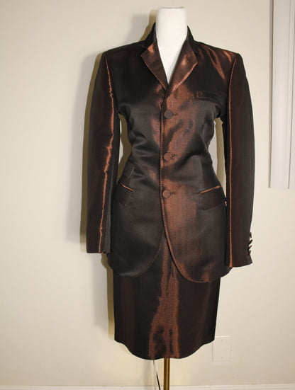 Metallic Bronze Jacket and Skirt Set