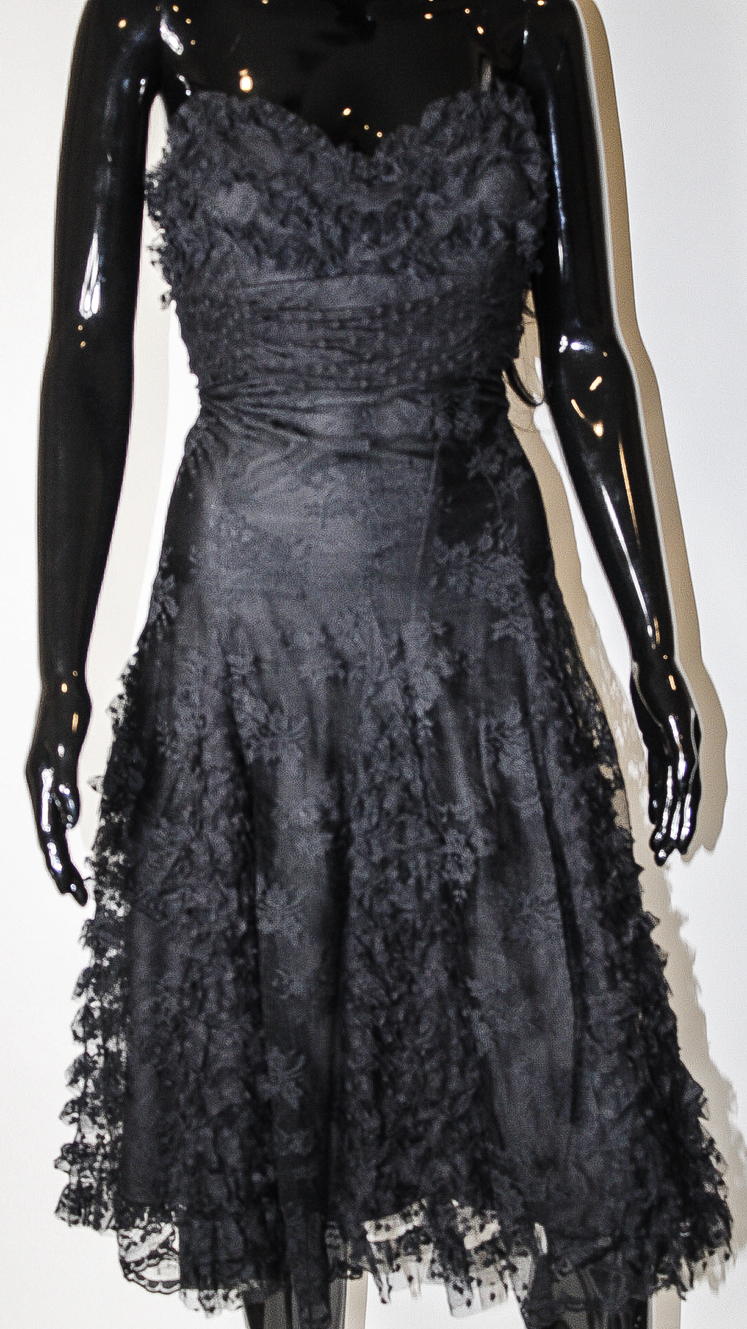 Black Lace Ruched Dress Designer Black Lace Dress