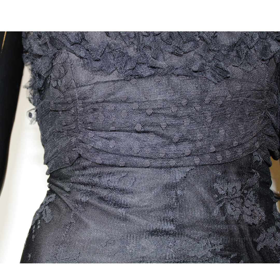 Black Lace Ruched Dress Designer Black Lace Dress