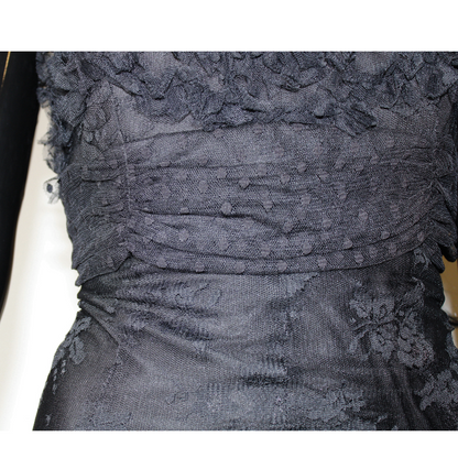 Black Lace Ruched Dress Designer Black Lace Dress