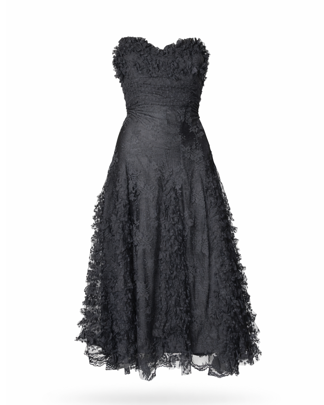 Black Lace Ruched Dress Designer Black Lace Dress