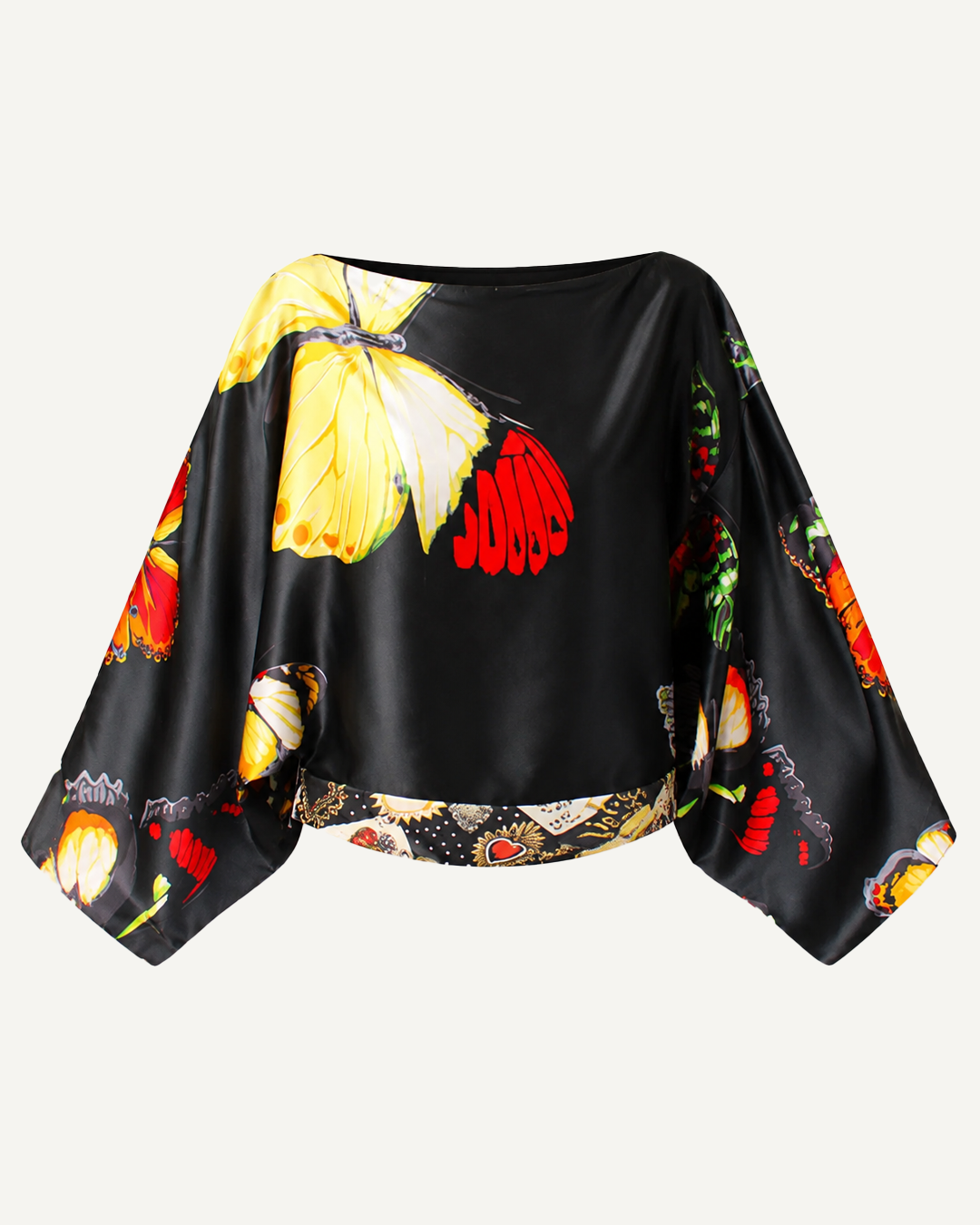 Butterfly Print Silk Scarf Floral Print