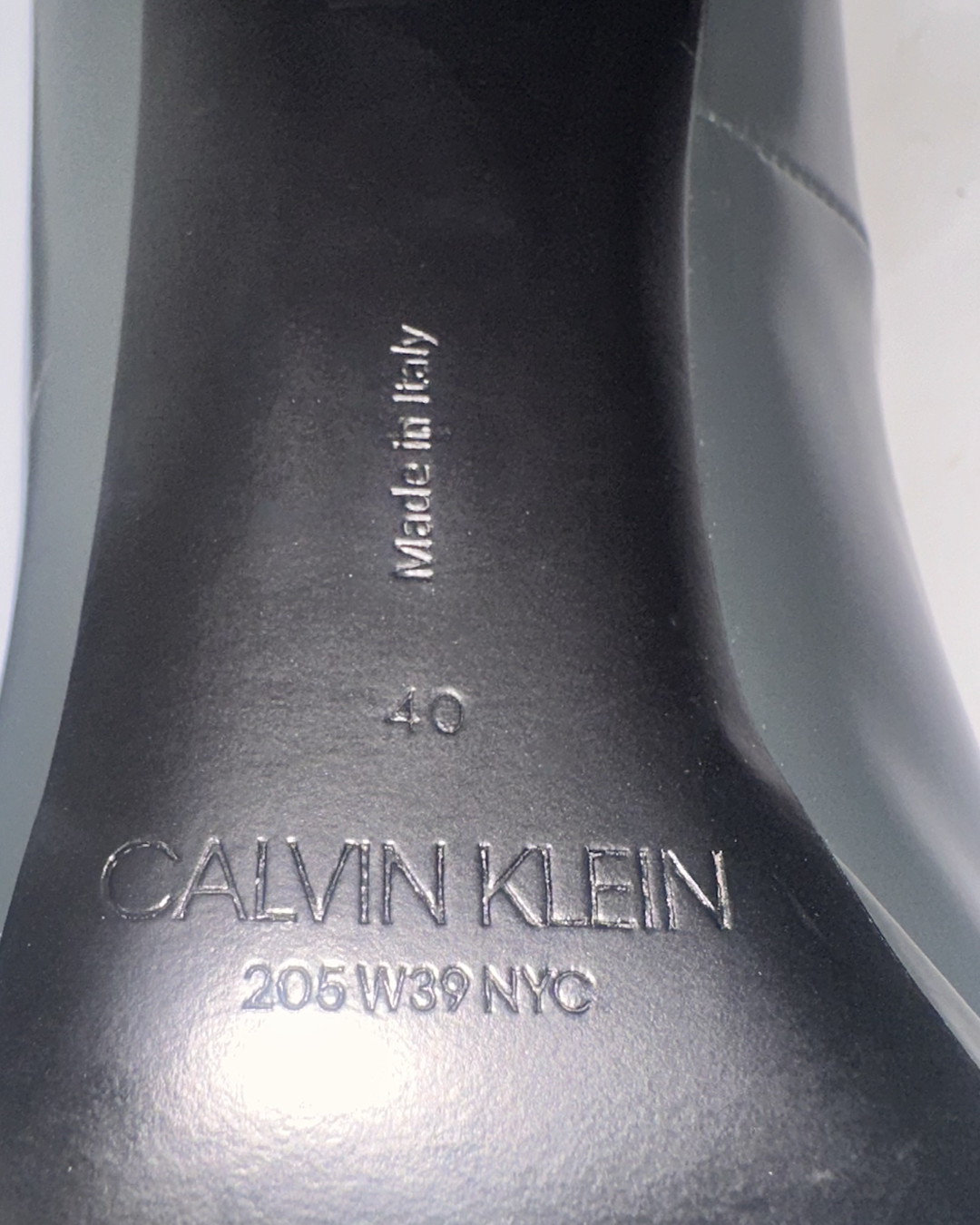 Calvin Klein 205W39NYC Black Leather Silver Toe Pumps
