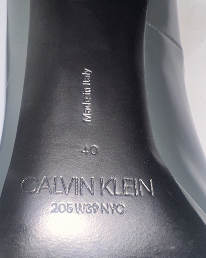 Calvin Klein 205W39NYC Black Leather Silver Toe Pumps