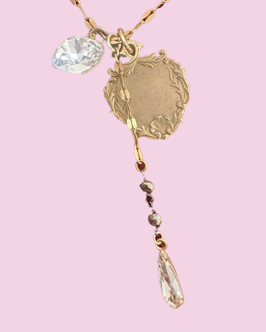 Gold Beaded Rosary Necklace