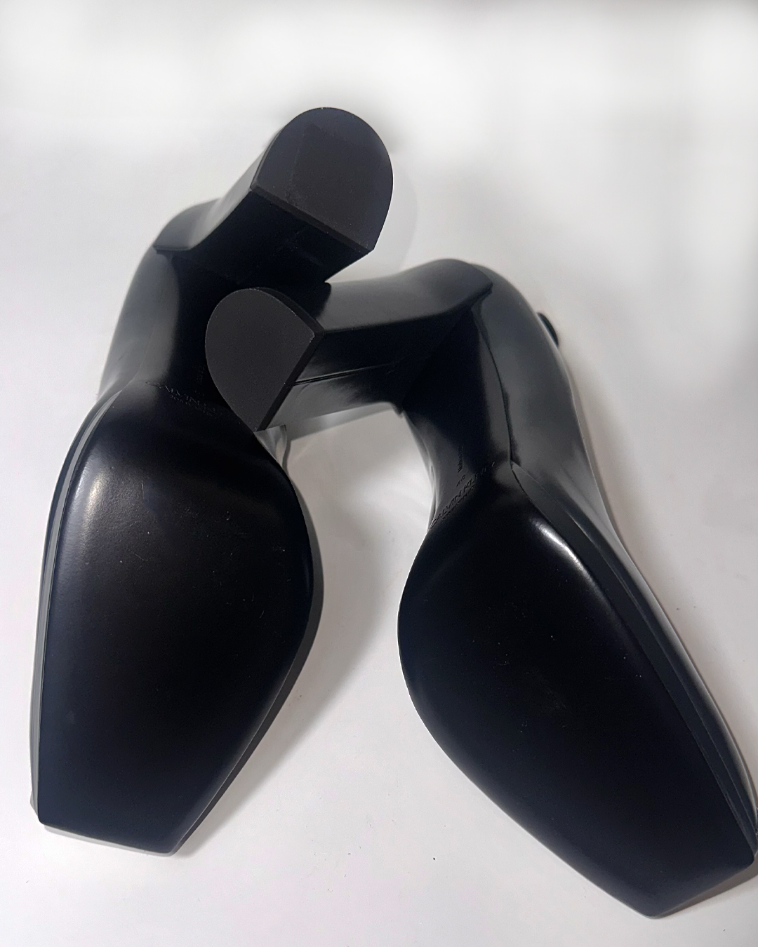 Calvin Klein 205W39NYC Black Leather Silver Toe Pumps