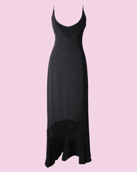 Black Silk Beaded Gown