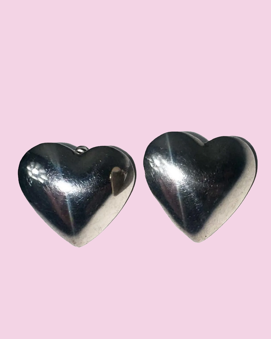 Sterling Silver Heart Earrings: Signed 925 Silver