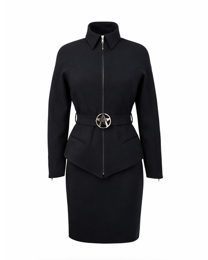 Black Batwing Jacket & Skirt Set