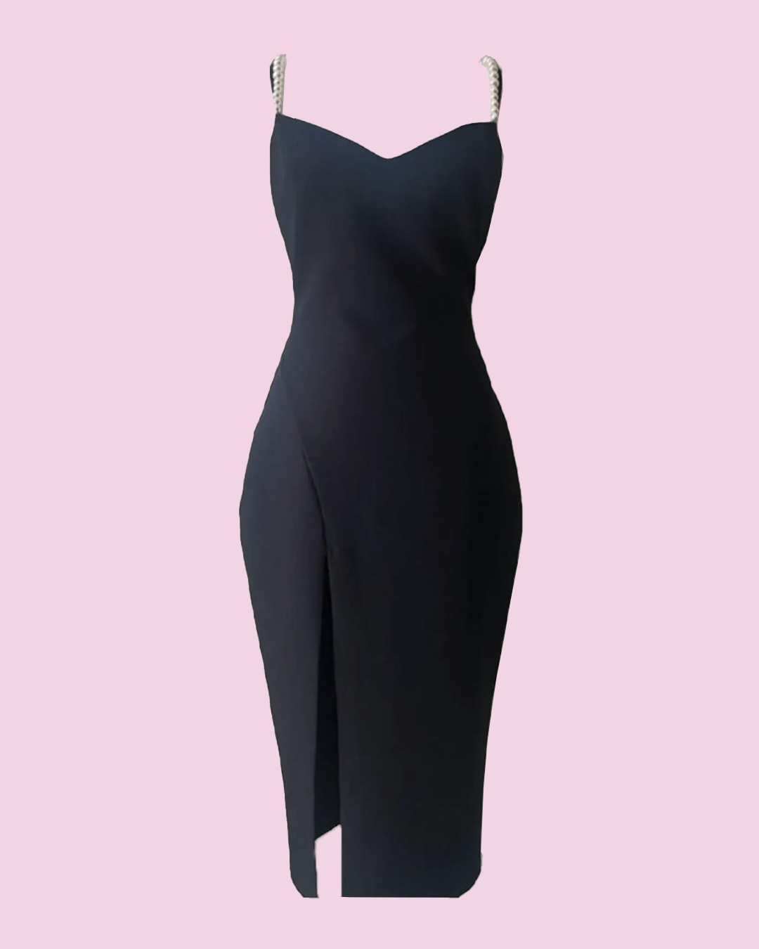 Black Midi Sexy Dress High Slit Black Dress