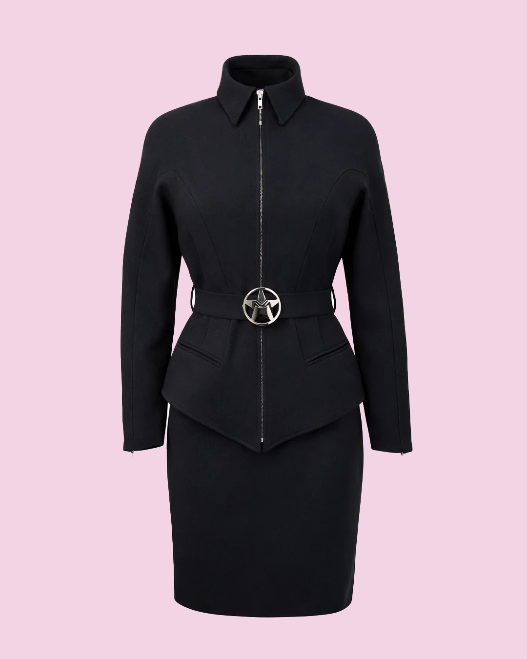 Black Batwing Jacket & Skirt Set
