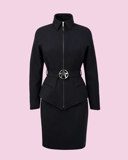 Black Batwing Jacket & Skirt Set