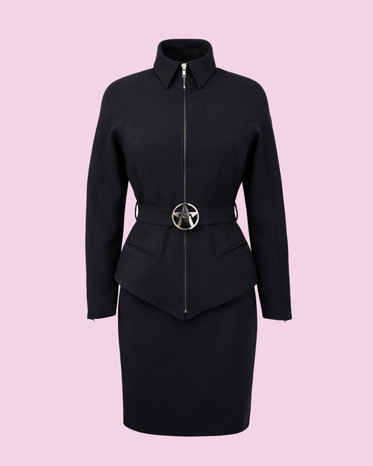 Black Batwing Jacket & Skirt Set