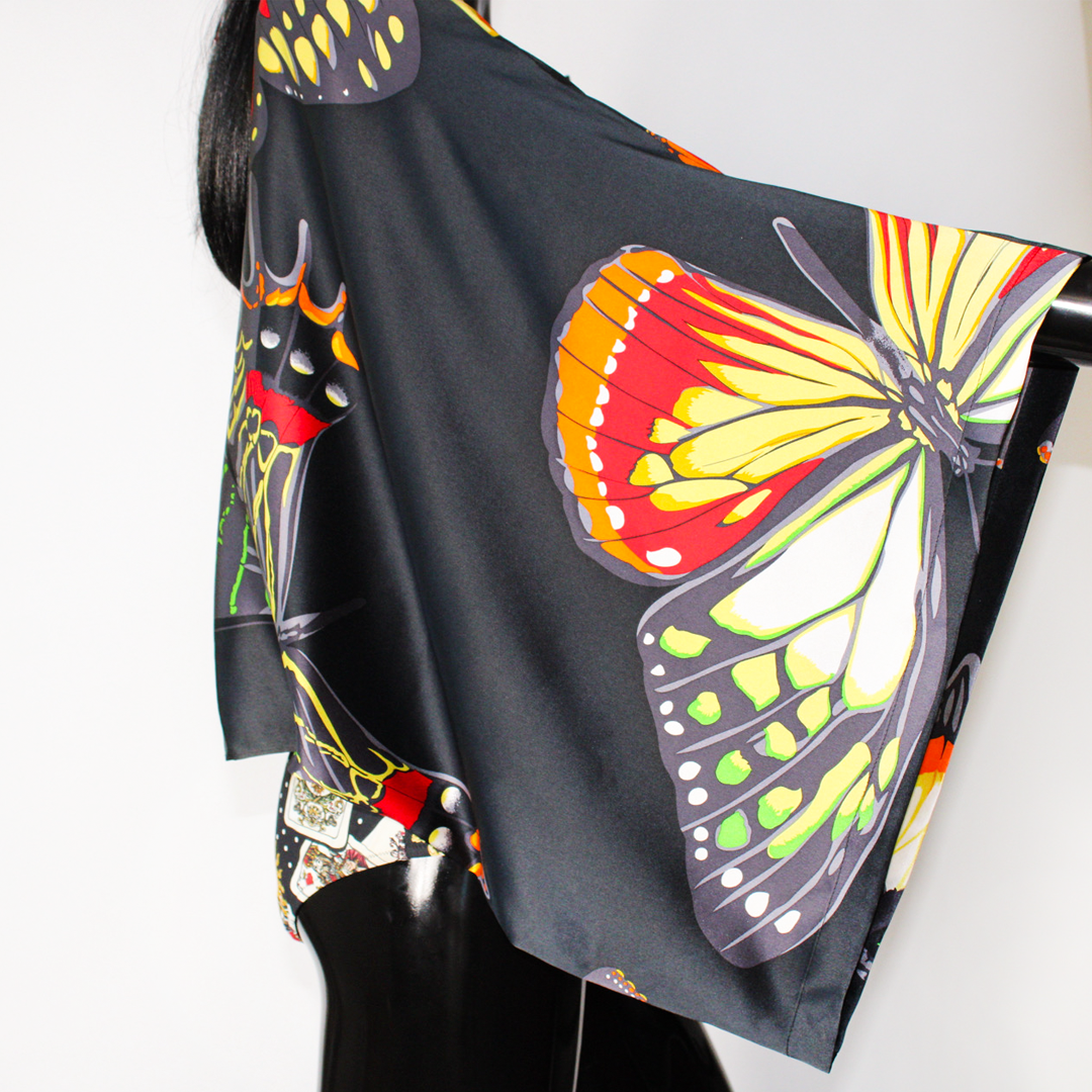 Butterfly Print Silk Scarf Floral Print