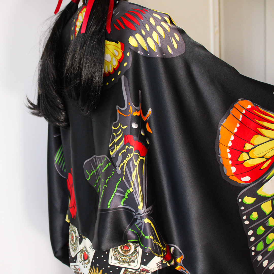 Butterfly Print Silk Scarf Floral Print