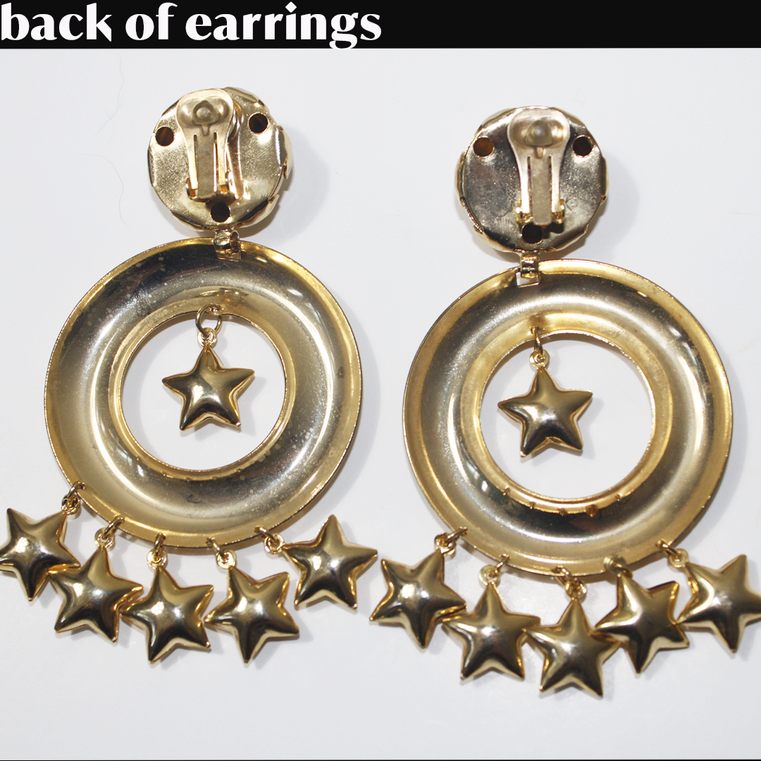 Star Dangle Clip-On Earrings