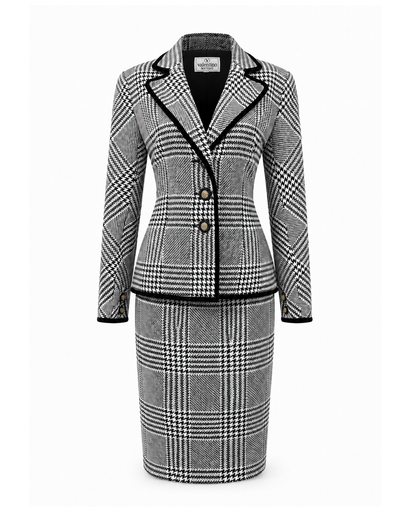 Houndstooth Blazer Skirt Set