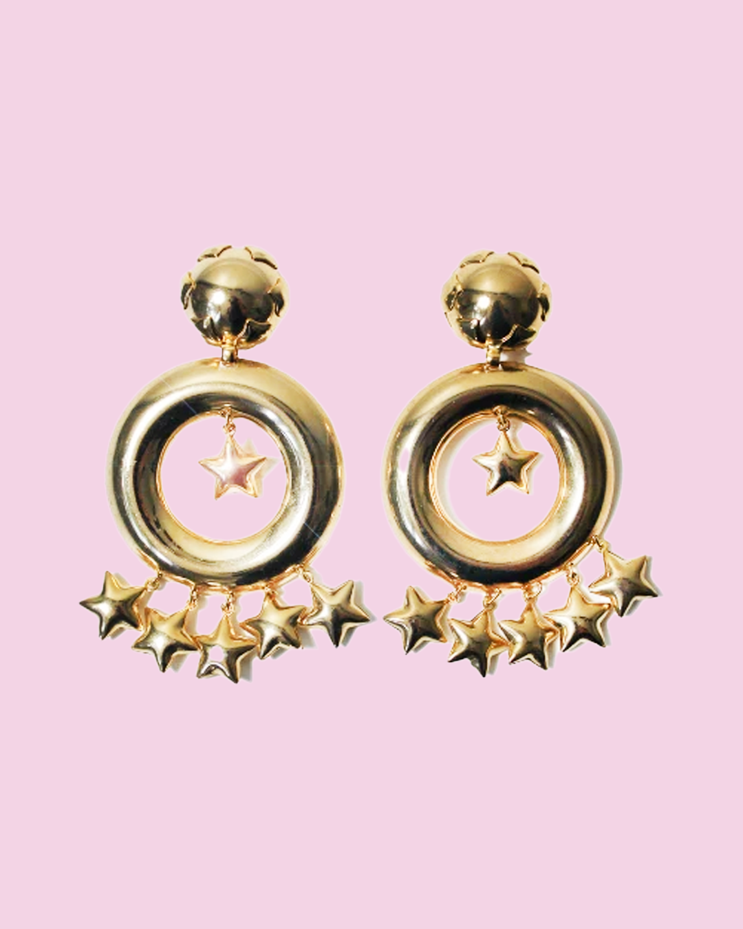 Star Dangle Clip-On Earrings